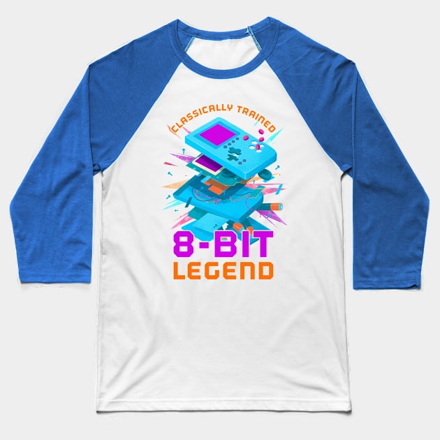 Retro Gamer - 8Bit Legend - Handheld Baseball T-Shirt by ShirzAndMore